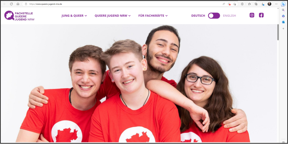 Droste Pad - Das Bild zeigt die Website der Fachstelle Queere Jugend